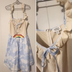 Unique Vintage Rainbow Sky Dress with Flutter Straps - 1x / 16